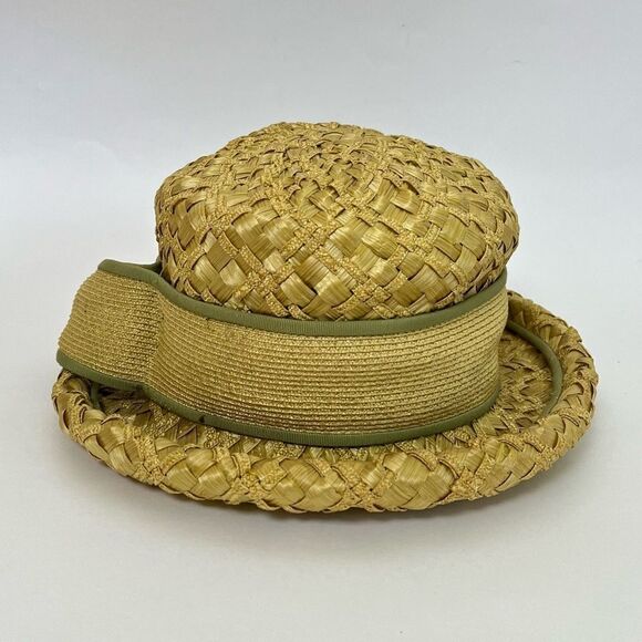 Vintage 60s YSL Yves Saint Laurent Straw Raffia Basket Weave Paris Chic Brim Hat main image 9